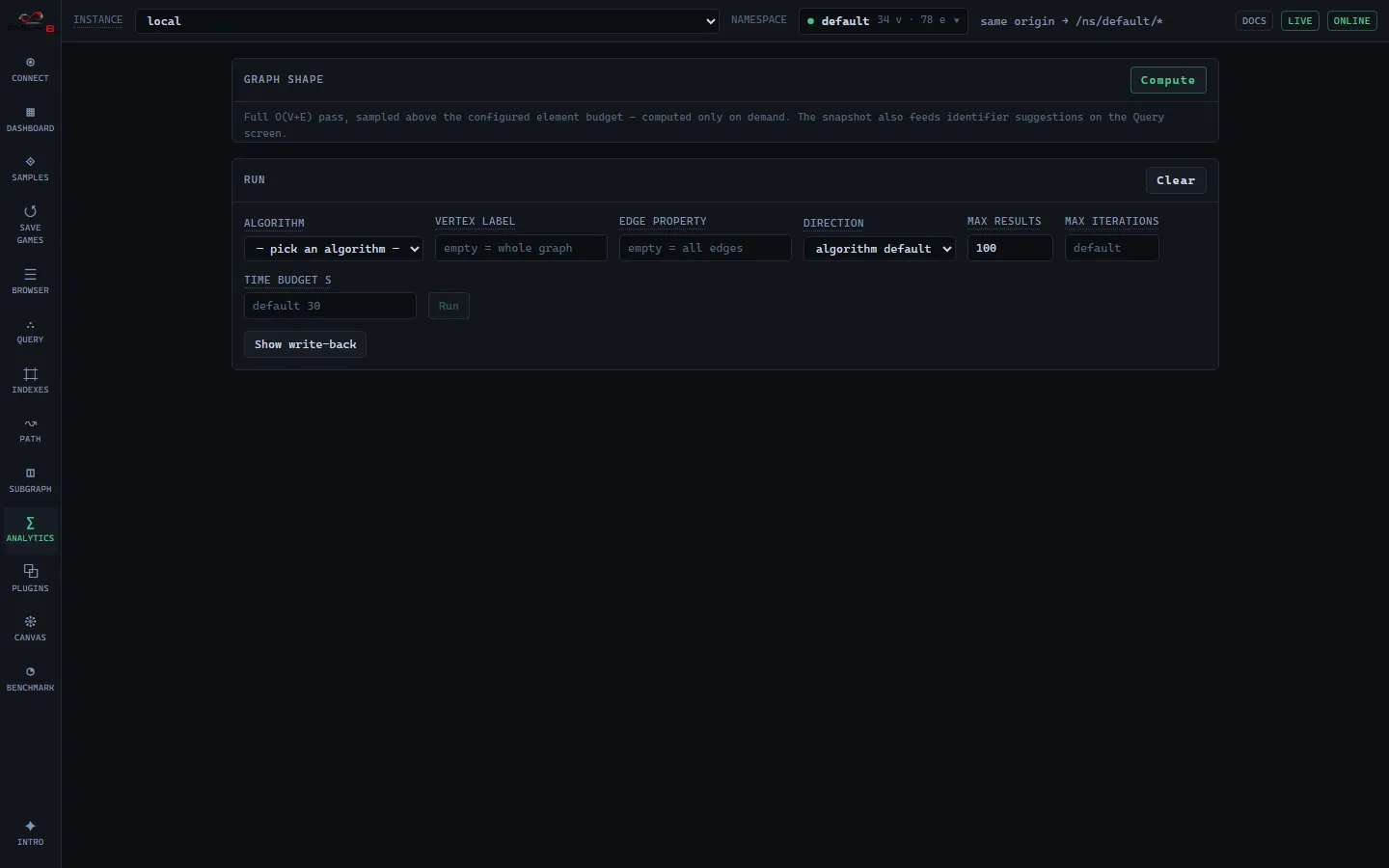 Analytics screen