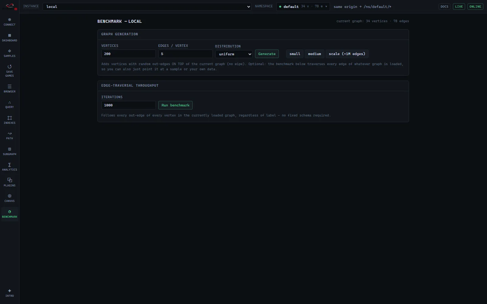 Benchmark screen